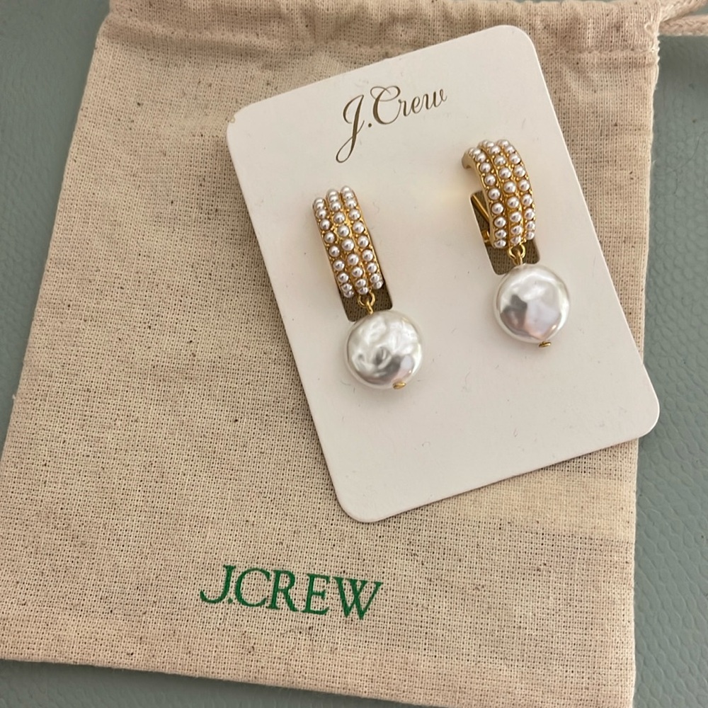 New J. Crew Pearl and gold earrings